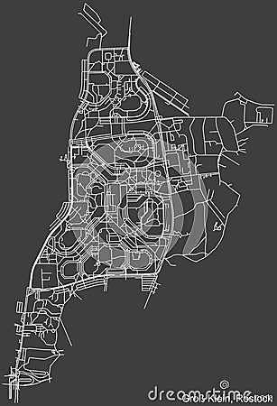 Street roads map of the GROÃŸ KLEIN DISTRICT, ROSTOCK Vector Illustration